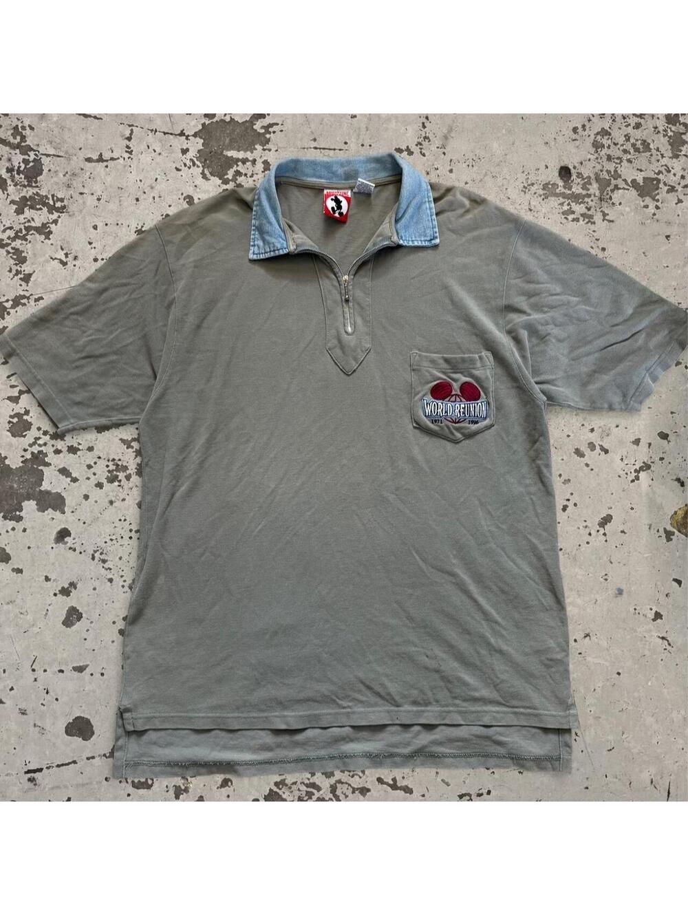 Mens Vintage 90s Mickey Mouse World Reunion Polo Shirt